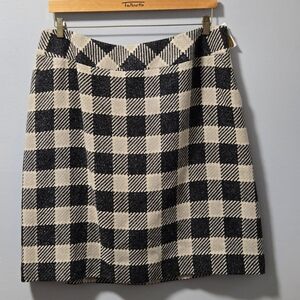 NWT Talbots Black Tan Plaid Mini Skirt Made With Italian Fabric Size 20W Lined